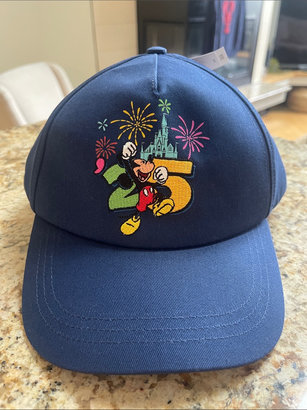 Disney Navy Blue Mickey Mouse 25th Anniversary Cap with Colorful Embroidery